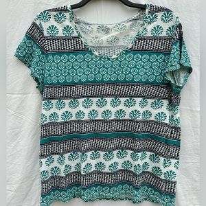 LOFT Outlet short sleeve tee with blue/green print